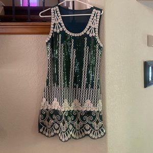 Embroidered sequin dress